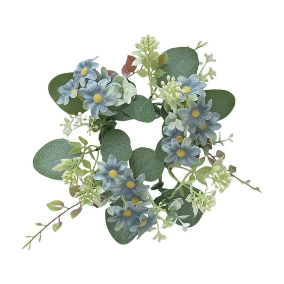 Hydrangea Candle Garland Ring | Artificial Flower Wreath for Table Centerpiece | Party & Wedding Decoration | Pink Blue White Colors | 7.87 Inch Diameter