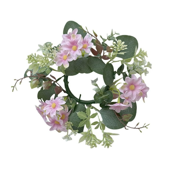 Hydrangea Candle Garland Ring | Artificial Flower Wreath for Table Centerpiece | Party & Wedding Decoration | Pink Blue White Colors | 7.87 Inch Diameter