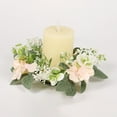 thumbnail image 1 of Hydrangea Candle Rings - Floral Candle Wreaths for Pillar Candles, Elegant Home Decor, Wedding, Party, Table Centerpiece Decorations, Spring & Summer Theme, 1 of 4