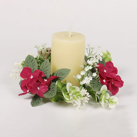 Elegant Hydrangea Floral Candle Ring Wreath Decorative Accessory For Pillar Candles Centerpieces