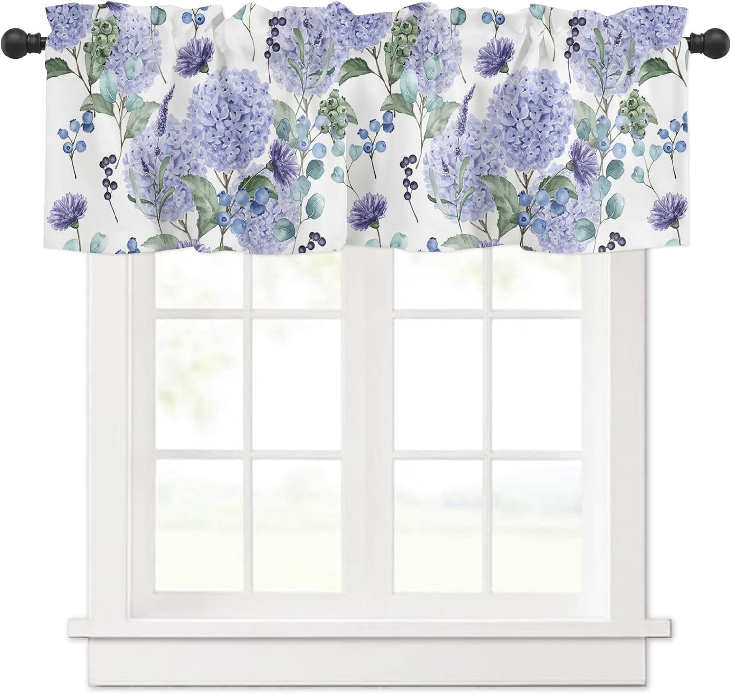 Hydrangea Windows Hydrangea Curtain Valance Window Treatment Purple Hydrangea Flowers ...