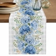 thumbnail image 1 of Hydrangea Eucalyptus Table Runner 72 Inches, Summer Botanical Grey Buffalo Plaid Bed Runner Dresser Scarves Tabletop for Indoor Outdoor Parties/Ceremony/Banquet, 14" x 72", 1 of 9