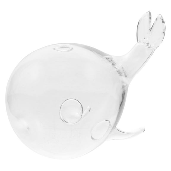FOLOYORI 1Pc Whale Shape Glass Vase Transparent Desktop Flower Holder for Home