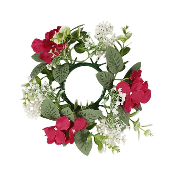 Hydrangea Floral Candle Ring Wreath Elegant Decorative Candlerings For Pillar Candles Wedding Party Decorations