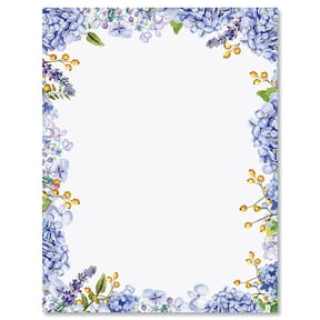 Hydrangea Florals Easter Letter Papers - Set of 25 spring stationery papers are 8 1/2" x 11", compatible computer paper, spring letterhead sheets great for Easter Flyers, Invitations, or Letters