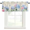 thumbnail image 1 of Hydrangea Flower Leaves Window Valance Curtain Butterfly Dragonfly Plant Rod Pocket Short Curtain for Living Room, Bedroom & Kitchen Window Decor 60x18in, 1 of 8