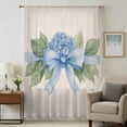 thumbnail image 1 of Hydrangea Flower Sheer Curtains 63 Inches Long, Pastoral Blue Bow Floral Spring Lraf Light Filering Curtains, Breathable Simi Curtain Privacy Drapes for Living Room Bedroom Window Treatment, 1 of 9