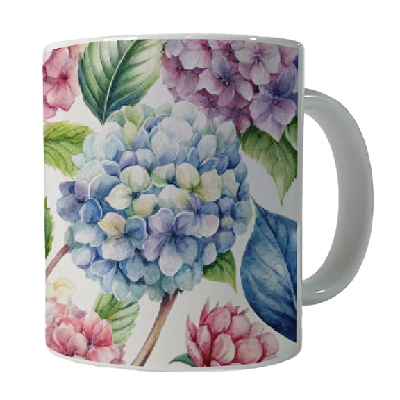 Hydrangea Flowers Wallpaper 11oz Ceramic Coffee Mug