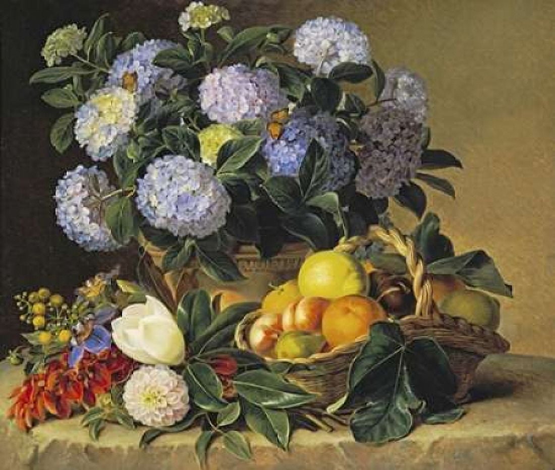 Hydrangea In An Urn Canvas Art - Johan Laurents Jensen (24 x 24)
