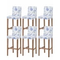 thumbnail image 1 of Hydrangea Leaves Bar Stool Covers Set of 6, Blue Striped Botanical Floral Stretch Washable Bar Chair Covers with Backs, Removable Pub Counter Height Chair Cover for Kitchen Dining Room Cafe, 1 of 7
