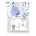 thumbnail image 1 of Hydrangea Leaves Tie Up Curtains for Window, Thermal Insulated Balloon Shade Adjustable Rod Pocket Curtains Valance Panels for Kitchen Bathroom Cafe 42 x 54 Blue Striped Botanical Floral, 1 of 6