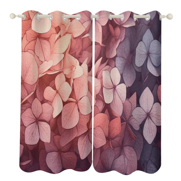 Hydrangea Macrophylla (11) 2 Panels 3D Printing Pattern Curtain for Bedroom Living Room Kitchen Window Decoration Home