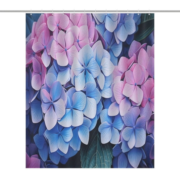 Hydrangea Macrophylla (14) Shower Curtain Bathtub Decor Bathroom Fabric Waterproof Curtains Shower
