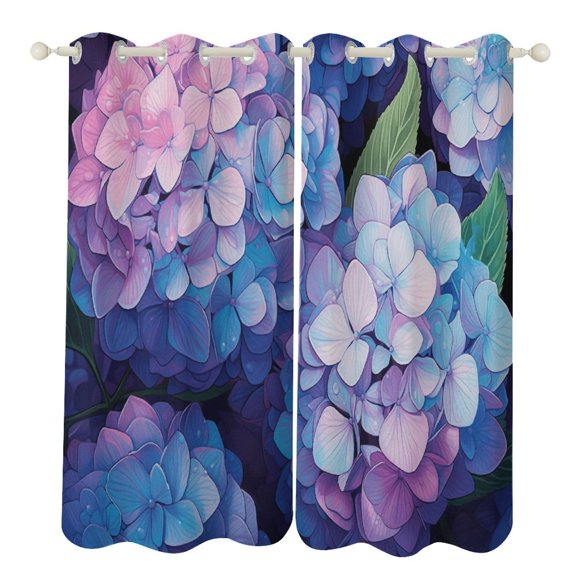 Hydrangea Macrophylla (15) 2 Panels 3D Printing Pattern Curtain for Bedroom Living Room Kitchen Window Decoration Home
