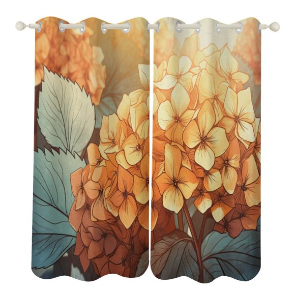 Hydrangea Macrophylla (24) 2 Panels Curtains for Bedroom Living Room Drapes Kitchen Window Curtain Home Decor