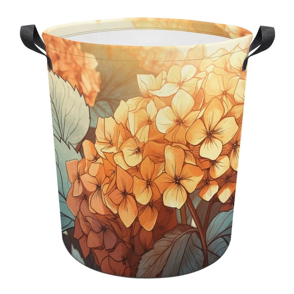 Hydrangea Macrophylla Print Foldable Laundry Basket for Clothes Storage Hamper