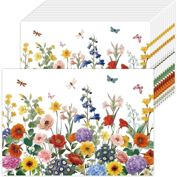 Hydrangea Paper Placemats Disposable Watercolor Hydrangea Floral Placemats Spring Summer Table Mats for Wedding Banquet Birthday Spring Party Supplies