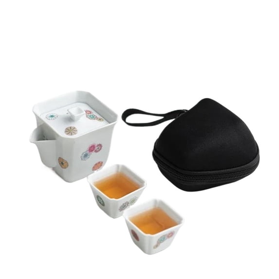 Hydrangea Pattern Tea Set Kit Antique Square Teapot And Cup Set 1 Pot 2 Cups Tea Maker Travel Tea Set Organizer Equipment Craft