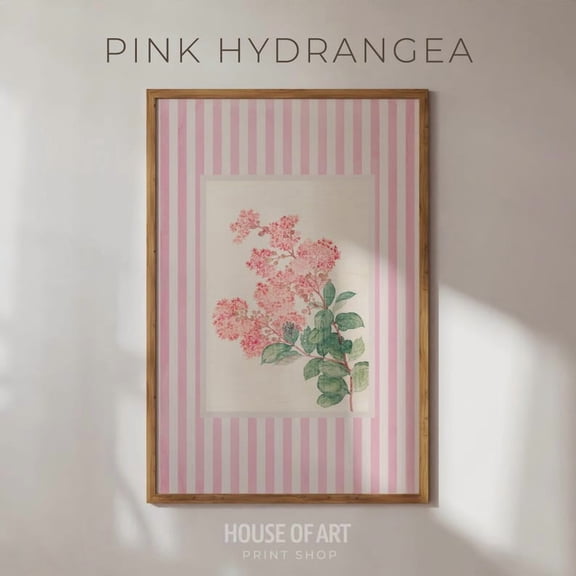 Hydrangea Print, Pink Floral Poster, Unframed Paper Poster 8x10in