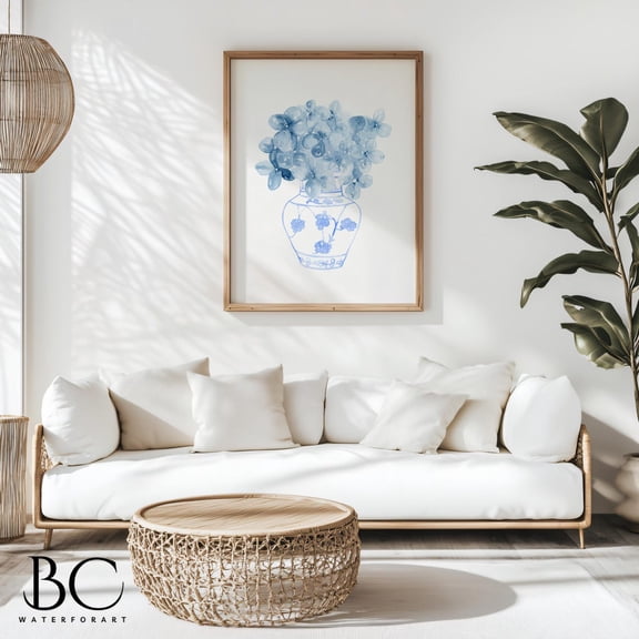 Hydrangea Print Watercolor Style Blue Hydrangea Print HydrangeaBlue Vase Watercolor Style Hydrangea Wall Art Blue Flower Print Coastal Decor Wall Art Modern Wall Decor