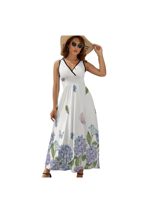 Hydrangea Purple Floral Sleeveless Dress Summer Women Clothes Dress for Pregnant Women Dresses