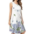 thumbnail image 1 of Hydrangea Purple Floral Spring Summer Dresses for Women Fashion T-shirt Dress Casual Sleeveless Loose Sundress with Pockets, 1 of 5