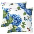 thumbnail image 1 of Hydrangea Set of 2 Throw Pillow Covers 22x22 Inch,Blue Floral Pillow Covers For Adult,Hummingbird Cushion Cases,Colorful Butterfly Decorative Square Pillow Cases For Sofa Couch,Room Decor, 1 of 5