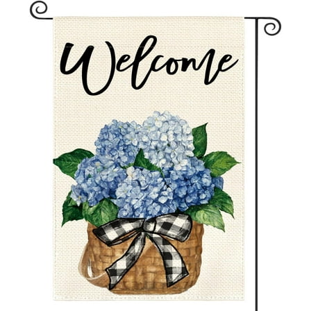 Hydrangea Spring Summer Garden Flag 12x18 Inch Double Sided Outside, Floral Welcome Yard Outdoor Flag