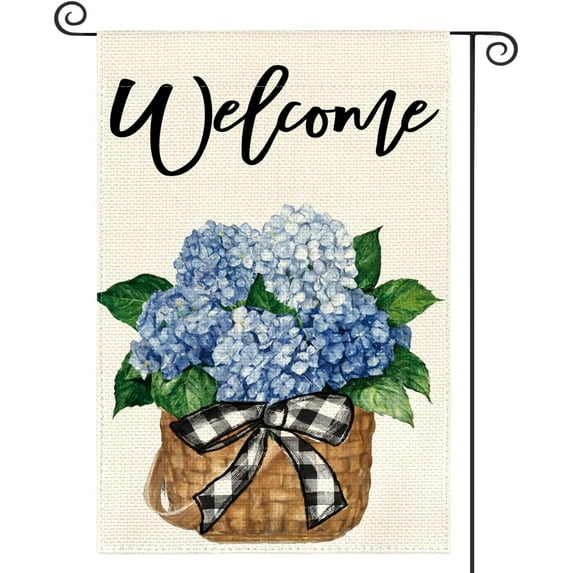 Hydrangea Spring Summer Garden Flag 12x18 Inch Double Sided Outside, Floral Welcome Yard Outdoor Flag