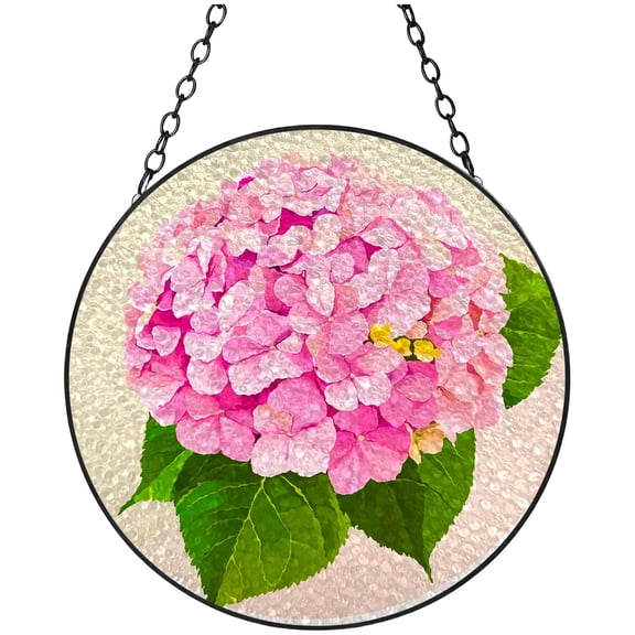 Hydrangea Stained Glass Suncatcher Colored Handmade Window Hangings Glass Suncatcher Crafts Kits for Indoor Garden Christmas Decor and Memorial 16x16cm(2)