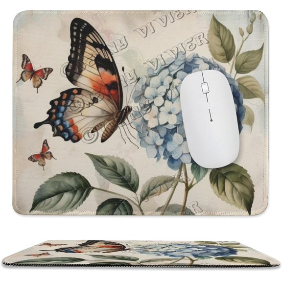 Hydrangea Themed Mouse Pad 10" x12 Non-Slip Rubber Base MousePads with Stitched Edge Hydrangea Flower Decor A075