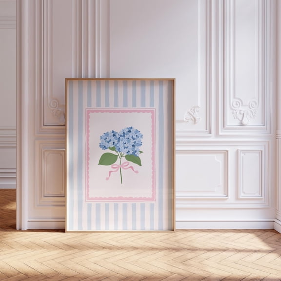 Hydrangea Wall Art, Coquette Floral Poster, Unframed Paper Poster 8x10in