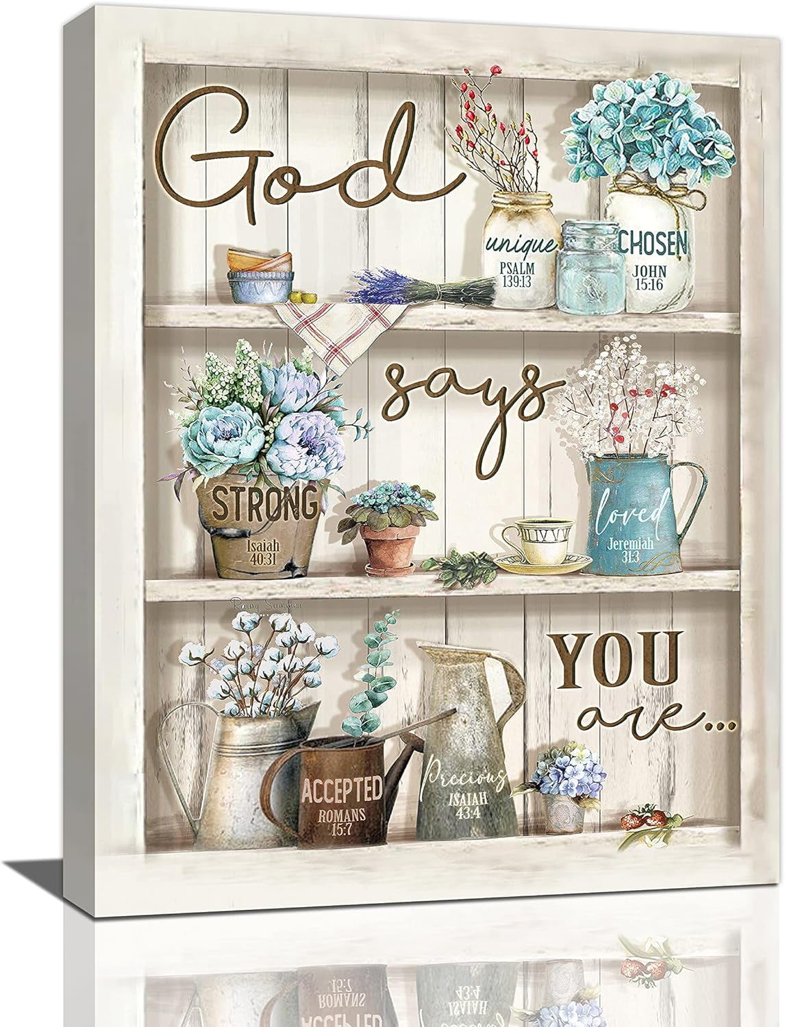 Hydrangea Wall Art Floral Bible Verses Wall Decor God Says You Are ...