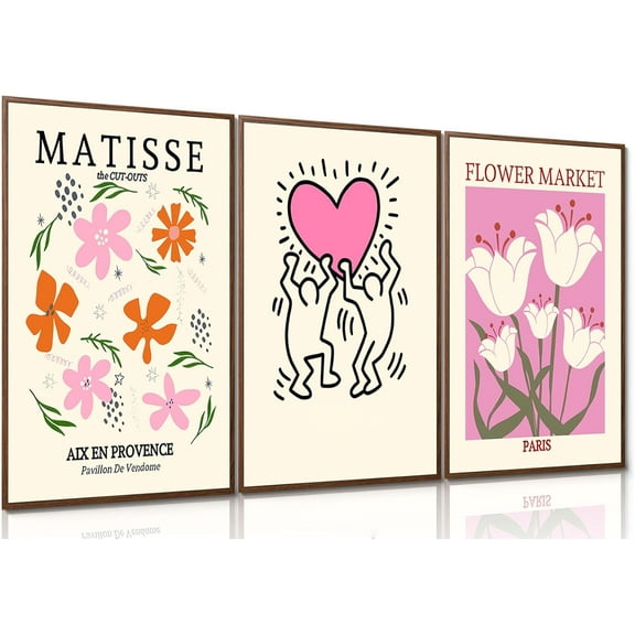 Hydrangea Wall Art Set of 3, Blue Floral Canvas Posters Print Picture, Blue Watercolor Botanical Wall Decor, Modern Minimalist Botanical Room Decor, for Living Bedroom Gallery Decor 16x24in Framed