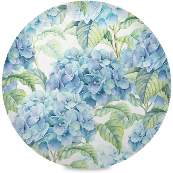 Hydrangea Watercolor, Elastic Fitted Edged Round Tablecloth Waterproof Anti-Shrink Soft Polyester Table Cloth Washable Table Cover for Banquet Home Indoor or Outdoor 48"X 48"