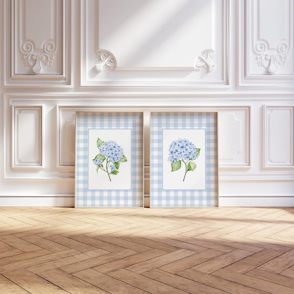 Hydrangea Watercolour Coastal Wall Art Hamptons Style Set 2 Unframed Paper Print 12x18
