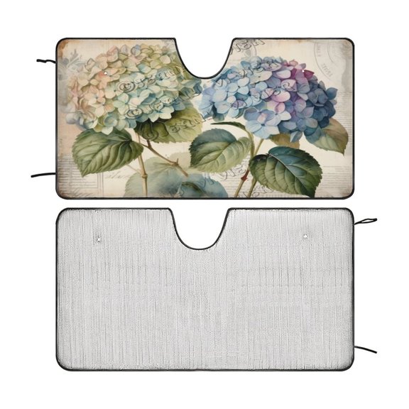 Hydrangea Windshield Sun Shade Fold-able Car Window Shade Blocks UV Rays Sun Visor Protector Sunshade 51"x28"