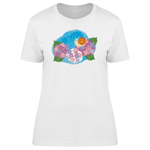 Hydrangea With Cute Snail Tee Women's -Image by Shutterstock