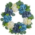 thumbnail image 1 of Hydrangea Wreath for Front Door, Flower Wreaths Floral Large 16" Blue White Hanging Spring Summer Wreaths Farmhouse Wreath, 1 of 8