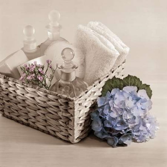 Hydrangea and Basket 2 Canvas Art - Julie Greenwood (24 x 24)