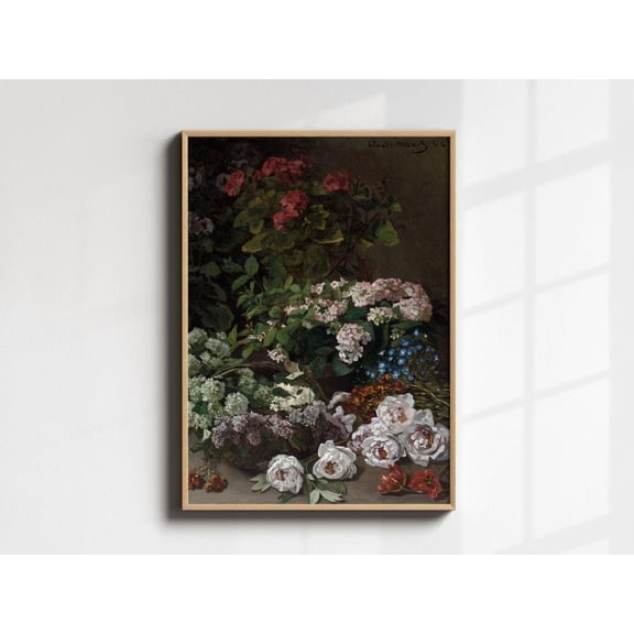 Hydrangea poster, Hydrangea Wall Art, Vintage Hydrangea Monet poster, Floral Botanical Coquette Room Decor, Cottage Core Home Decor Unframed Paper Print