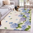 thumbnail image 1 of Hydrangeas Area Rugs 4'x6', Washable Small Throw Rugs for Office Bathroom, Purple Floral Butterfly Leaves Beige Indoor Outdoor Rug Non-Slip Low Pile Carpet Runner Reversible Floor Mats, 1 of 8