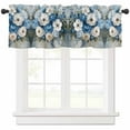 thumbnail image 1 of Hydrangeas Flower Valances for Windows Farmhouse Kitchen Curtains Valances Rod Pocket Valance Curtains for Kitchen Windows Blue White Floral Country Oil Painting Window Valances for Bathroom 42"x12", 1 of 6