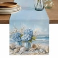 thumbnail image 1 of Hydrangeas Flowers Table Runner, Coastal Seaside Starfish Summer Washable Cotton Linen Table Runners 120 Inches Long, Dresser Scarf Runner for Dining/Living Room/Kitchen/Square Tables 13''x120'', 1 of 8