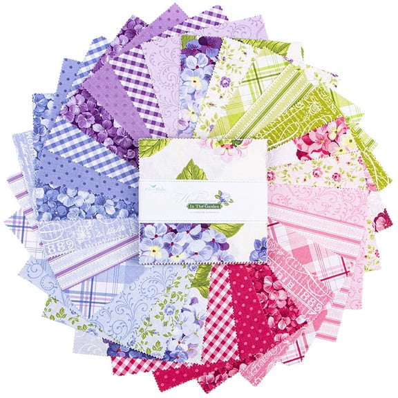 Hydrangeas In The Garden Riley Blake Stacker by Jennifer Bosworth, 42 5-inch Precut Fabric Quilt Squares
