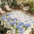 thumbnail image 1 of Hydrangeas Outdoor Rug for Patio/Deck/Porch, Non-Slip Large Area Rug 5 x 7 Ft, Purple Floral Butterfly Leaves Beige Indoor Outdoor Rugs Washable Area Rugs, Reversible Camping Rug Carpet Runner, 1 of 8