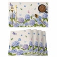 thumbnail image 1 of Hydrangeas Placemats Set of 4, Purple Floral Butterfly Leaves Beige Placemats for Dining Table, Place Mats for Kitchen Tabletop, Waterproof Wipeable Dining Table Mats Set, 1 of 9