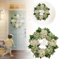 thumbnail image 1 of Hydrangeas Spring Wreath for Front Door, Summer Wreath with Greenery Leaves & White Blossoms, Farmhouse Style, Indoor Outdoor Holiday Wedding Party Wall Decor, 1 of 7