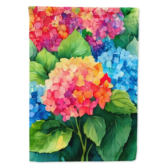 Hydrangeas in Watercolor House Flag 28 in x 40 in