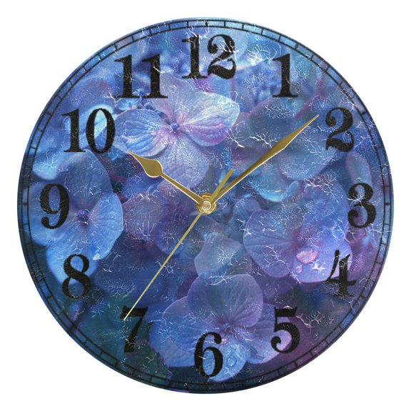 Hydrangeas with Water Drop Silent Wall Clock 10" Non-Ticking Battery Clock